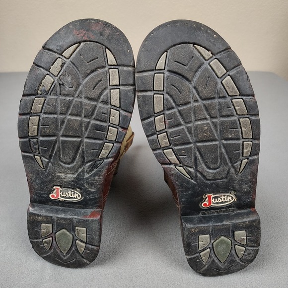 JUSTIN Superintendent Cowboy Work Boot Mens 10.5D Tooled Leather 11" Steel Toe - Picture 7 of 12